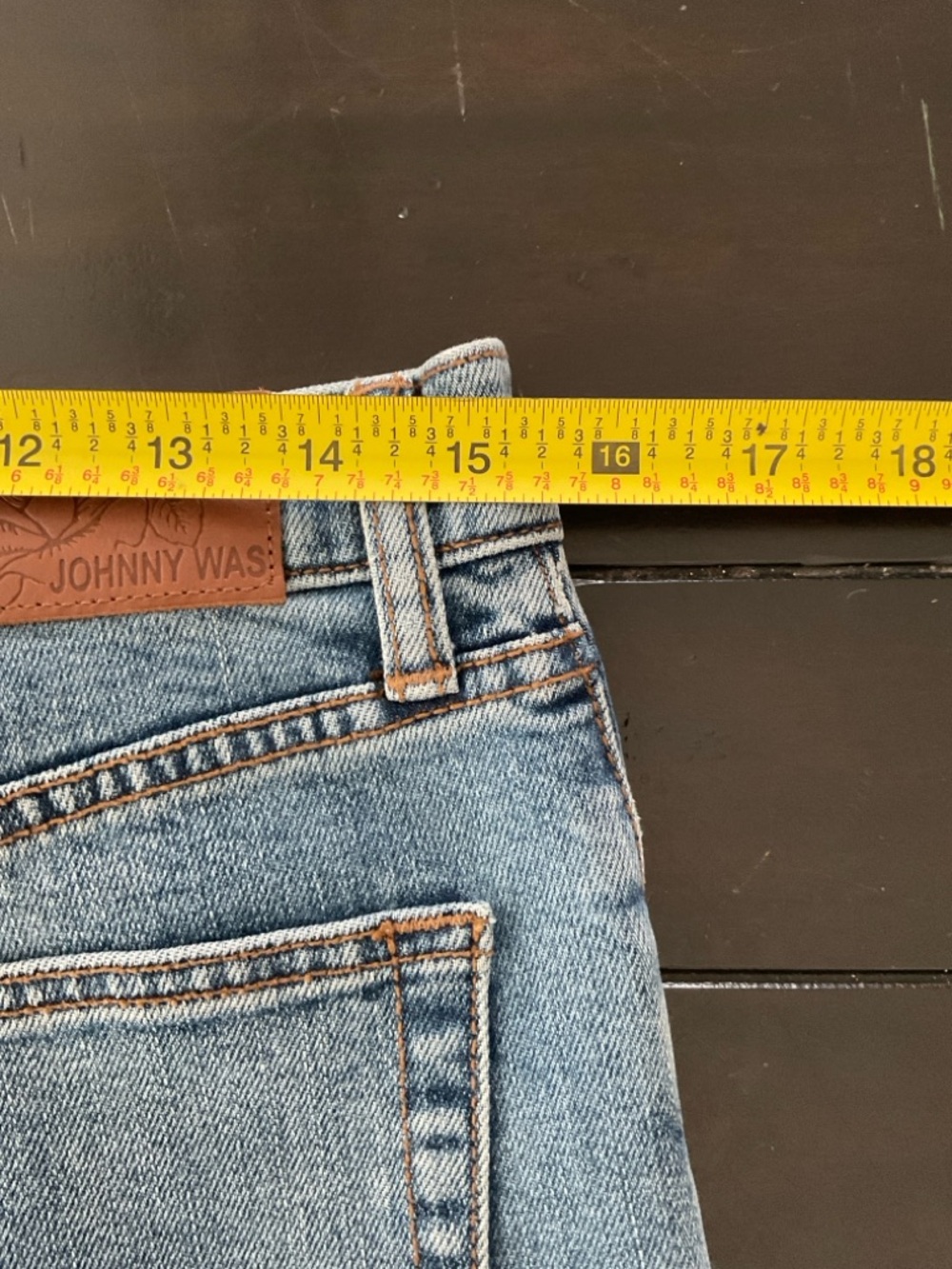 Johnny Was Blue Wide-Leg Jeans with Heart Patch - Picture 5 of 8